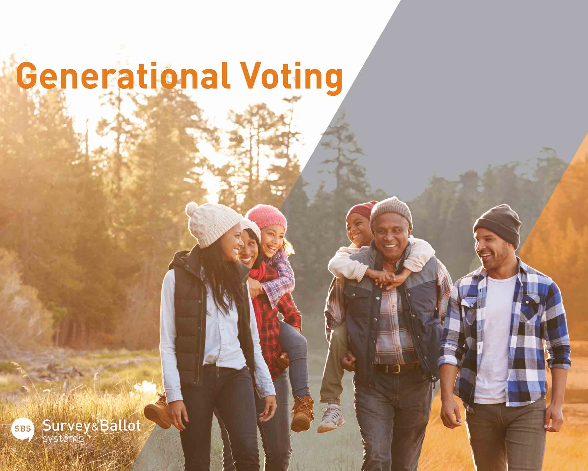 a poster for generational voting shows a family walking through a field
