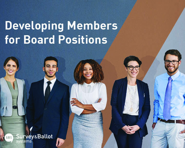 a group of people standing next to each other with the words developing members for board positions