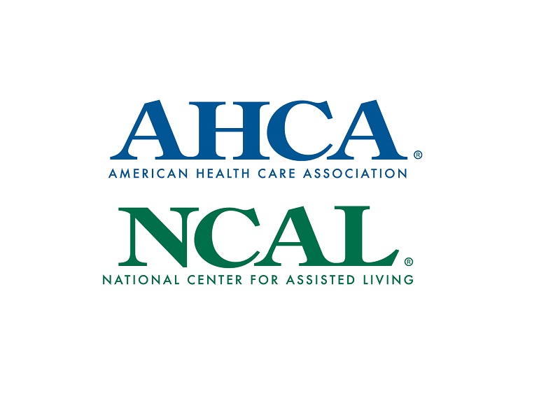 american health care association and national center for assisted living logo in blue and green letter