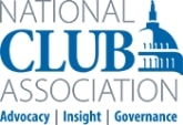 a blue and white logo for the national club association