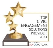 a trophy that says top civic engagement solutions provider 2023