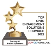 a trophy that says top civic engagement solutions provider 2022