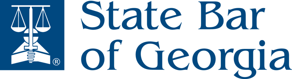 a blue logo for the state bar of georgia