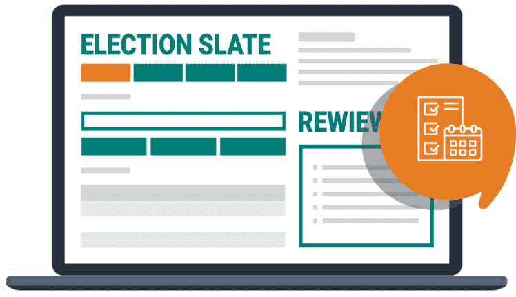 an illustration of an election slate review on a laptop