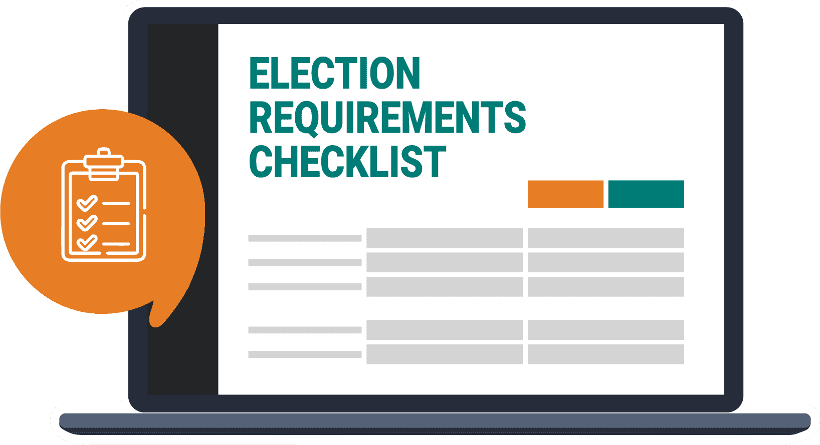 an illustration of an election requirements checklist on a laptop
