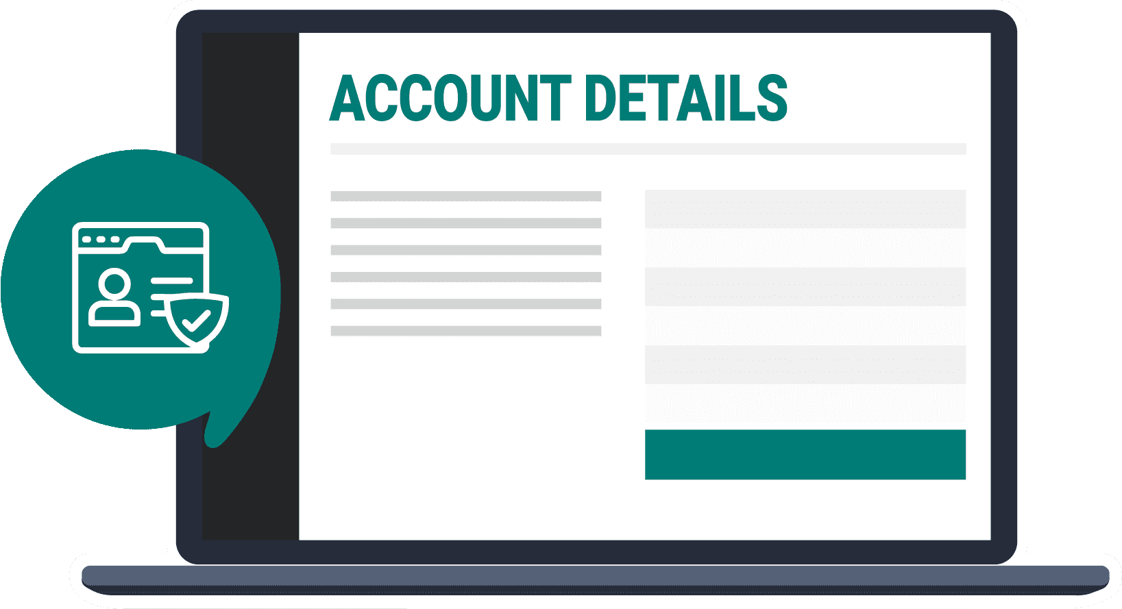a laptop screen shows a page that says account details