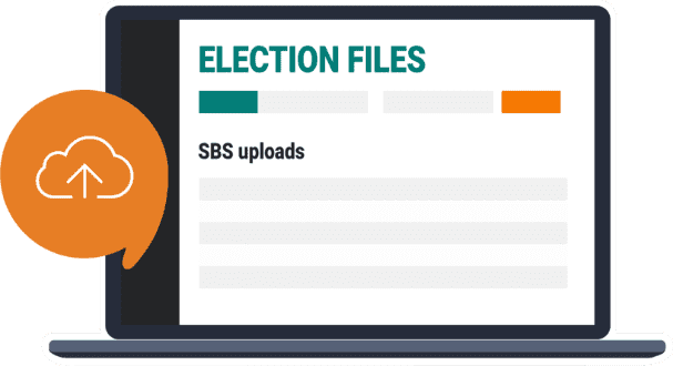 an illustration of a laptop with the words election files sbs uploads
