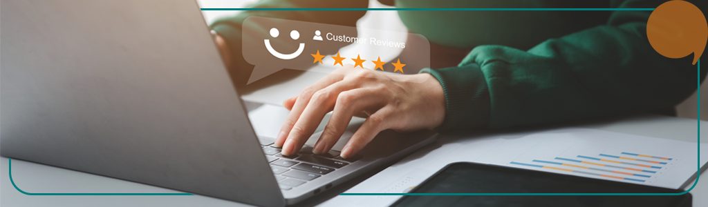 laptop and person showing 5 star rating for election services provider