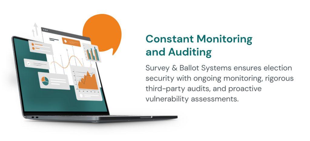 image of laptop proving constant monitoring and auditing for election security