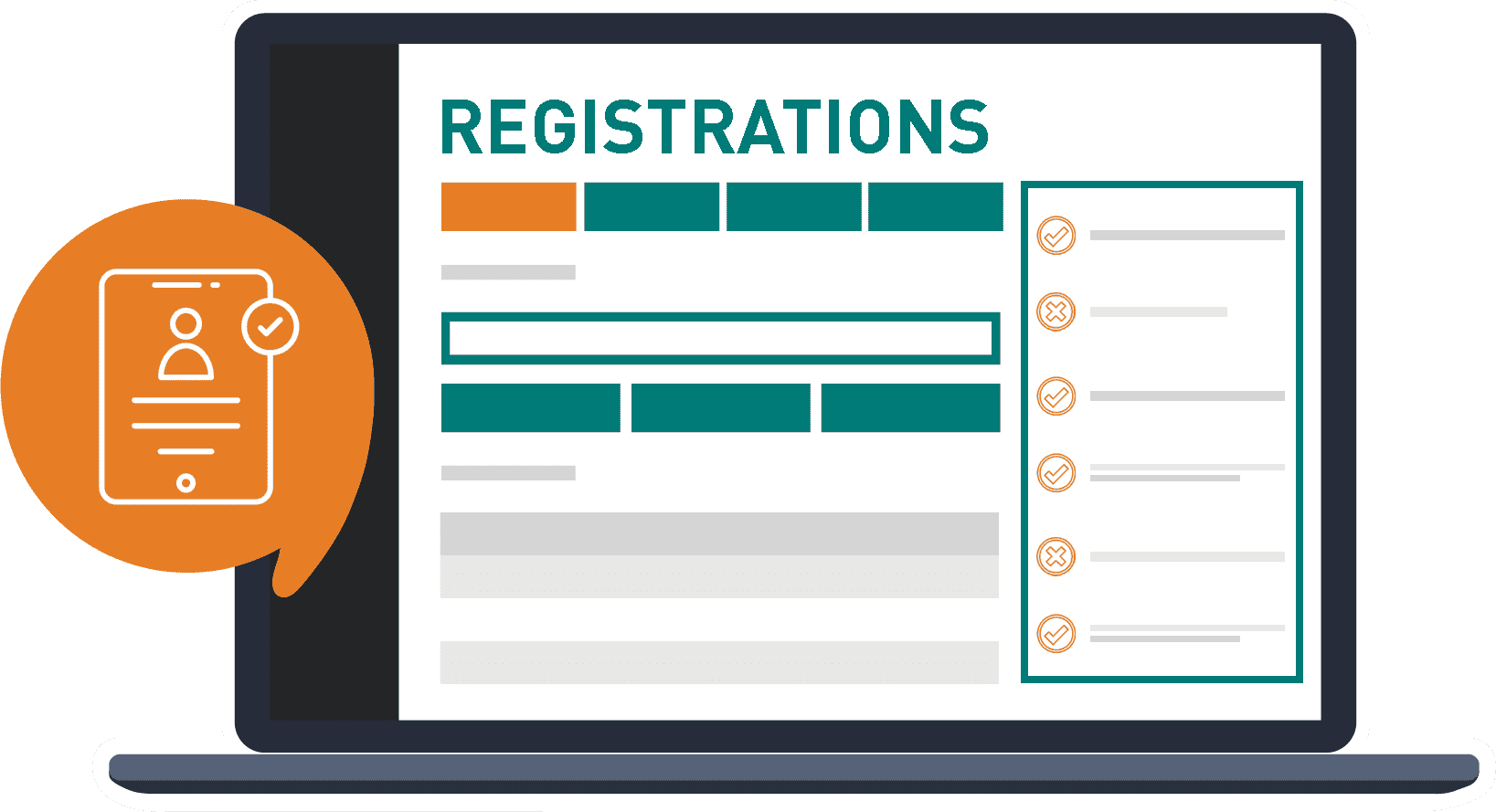 graphic of laptop with meeting registration tool from SBSHub